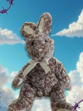 Douglas Plush Mocha Chip Chocolate Brown Spotted Bunny Small Pet Toy 12" Bow